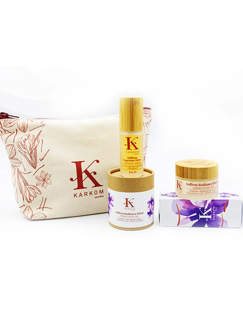 Toiletry bag with serum and facial cream