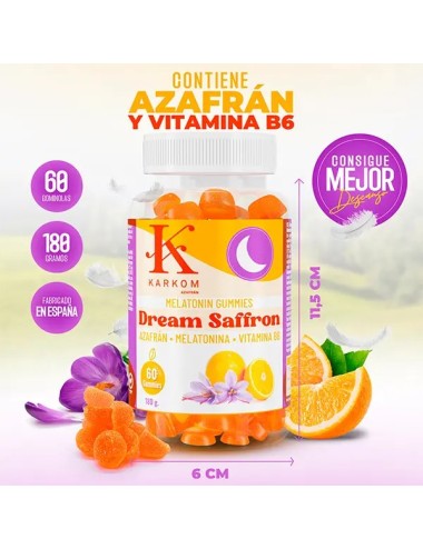 Gummies with saffron, metatonin and vitamin B6