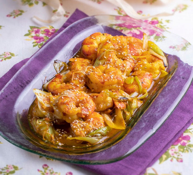 Gambones con mantequilla de azafrán