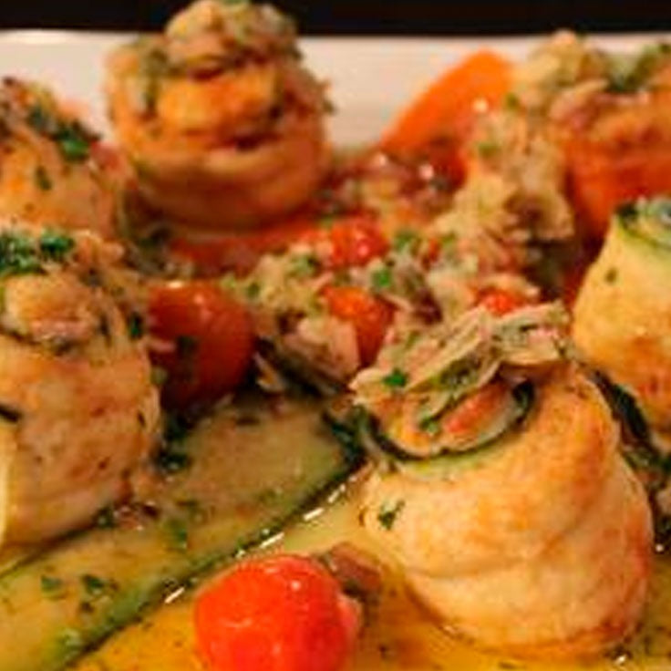 Lenguado al barbado con verduras