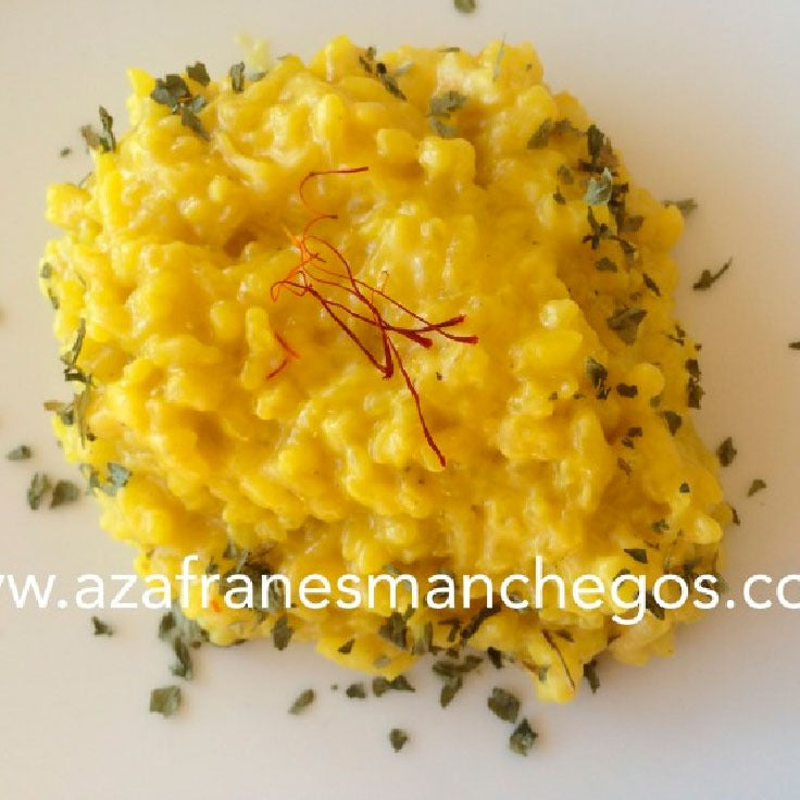 Risotto tres quesos al azafrán